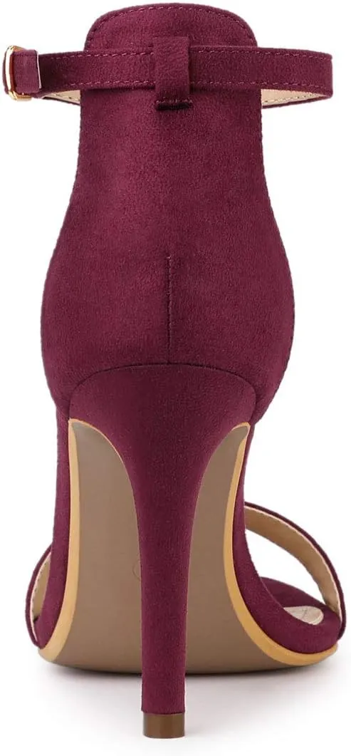 Allegra K Women's Suede Ankle Strap High Stiletto Heel Sandals