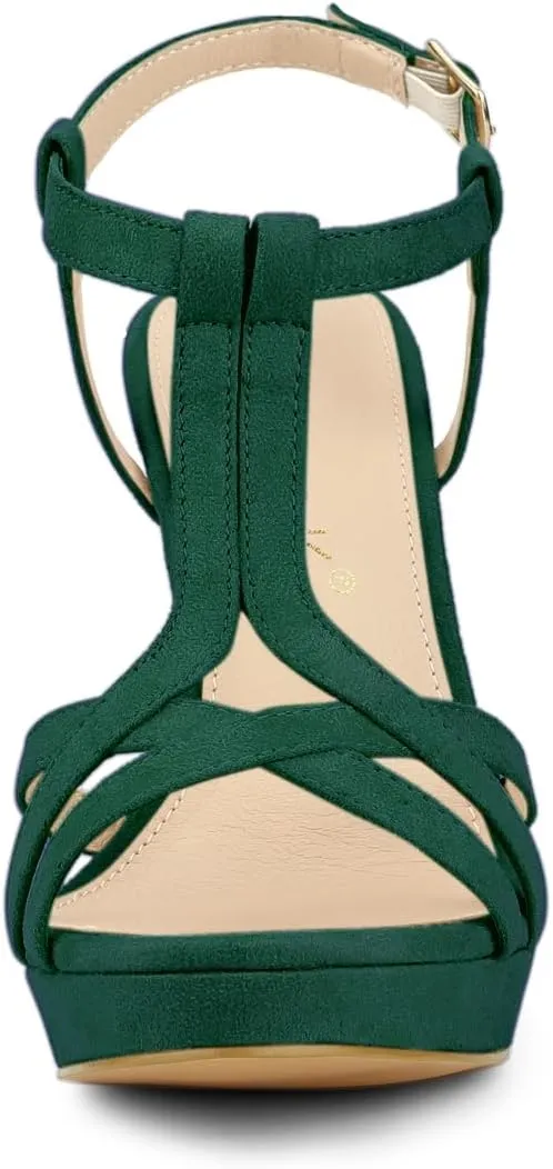 Allegra K Women's T Strap Slingback Platform Stiletto Heel Sandals