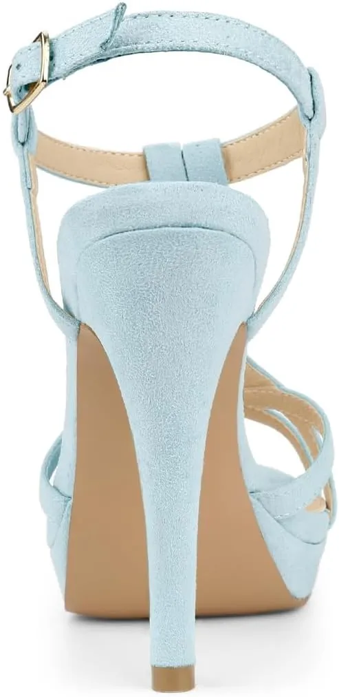 Allegra K Women's T Strap Slingback Platform Stiletto Heel Sandals