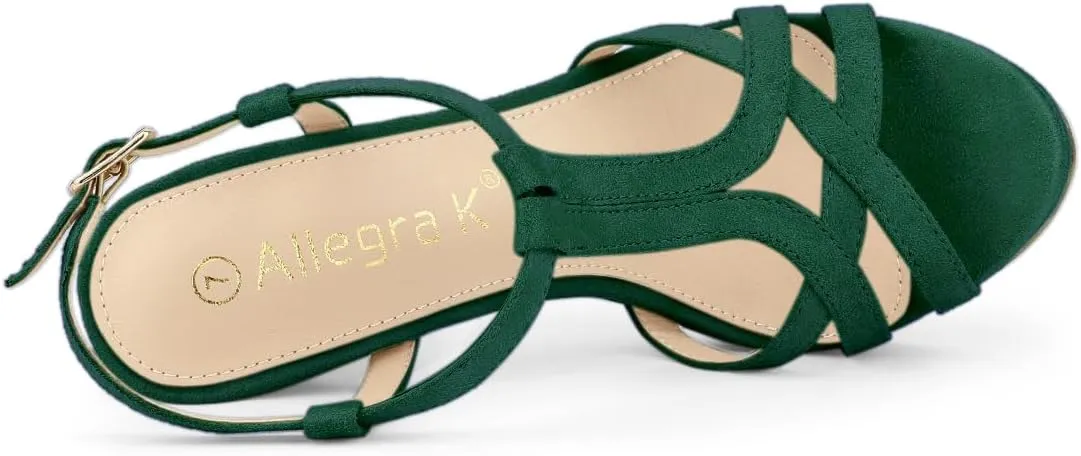 Allegra K Women's T Strap Slingback Platform Stiletto Heel Sandals