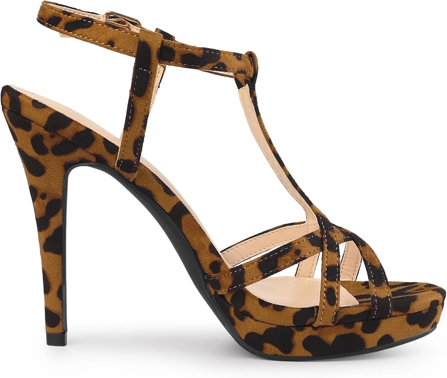Allegra K Women's T Strap Slingback Platform Stiletto Heel Sandals