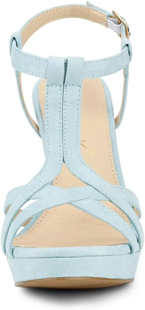 Allegra K Women's T Strap Slingback Platform Stiletto Heel Sandals