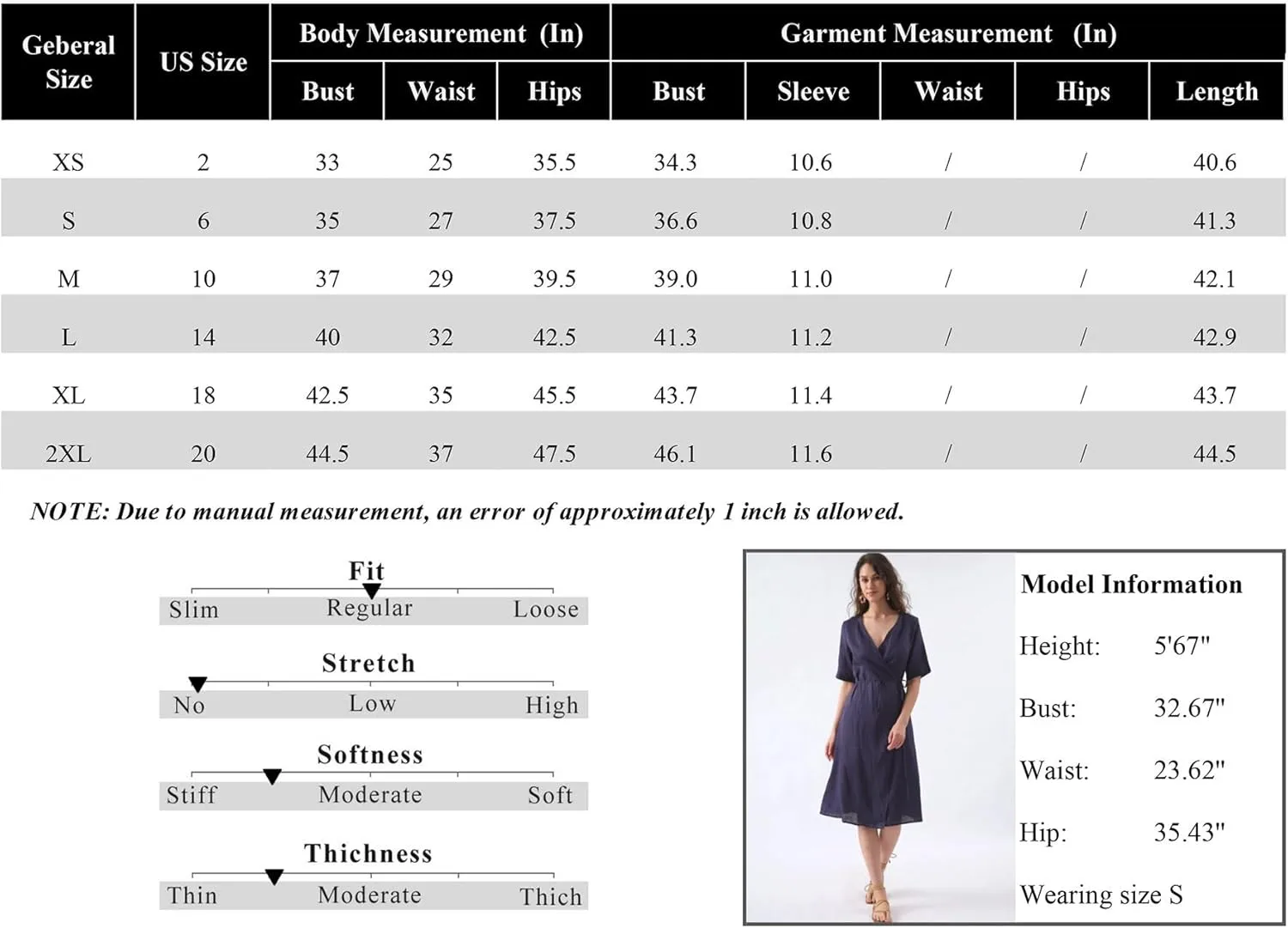 Amazhiyu Womens Pure Linen Summer Short Sleeve Wrap Midi Dresses with Pockets