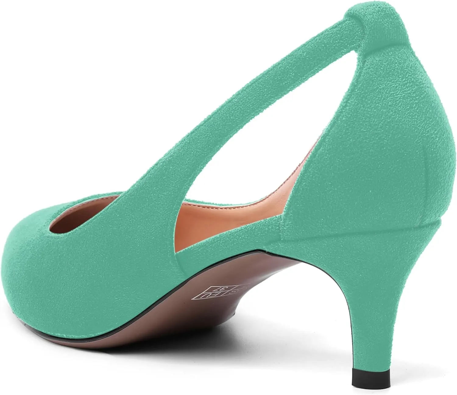 AMBELIGHT Womens Slip On Suede Pointed Toe Casual Office Kitten Low Heel Pumps Shoes 2 Inch