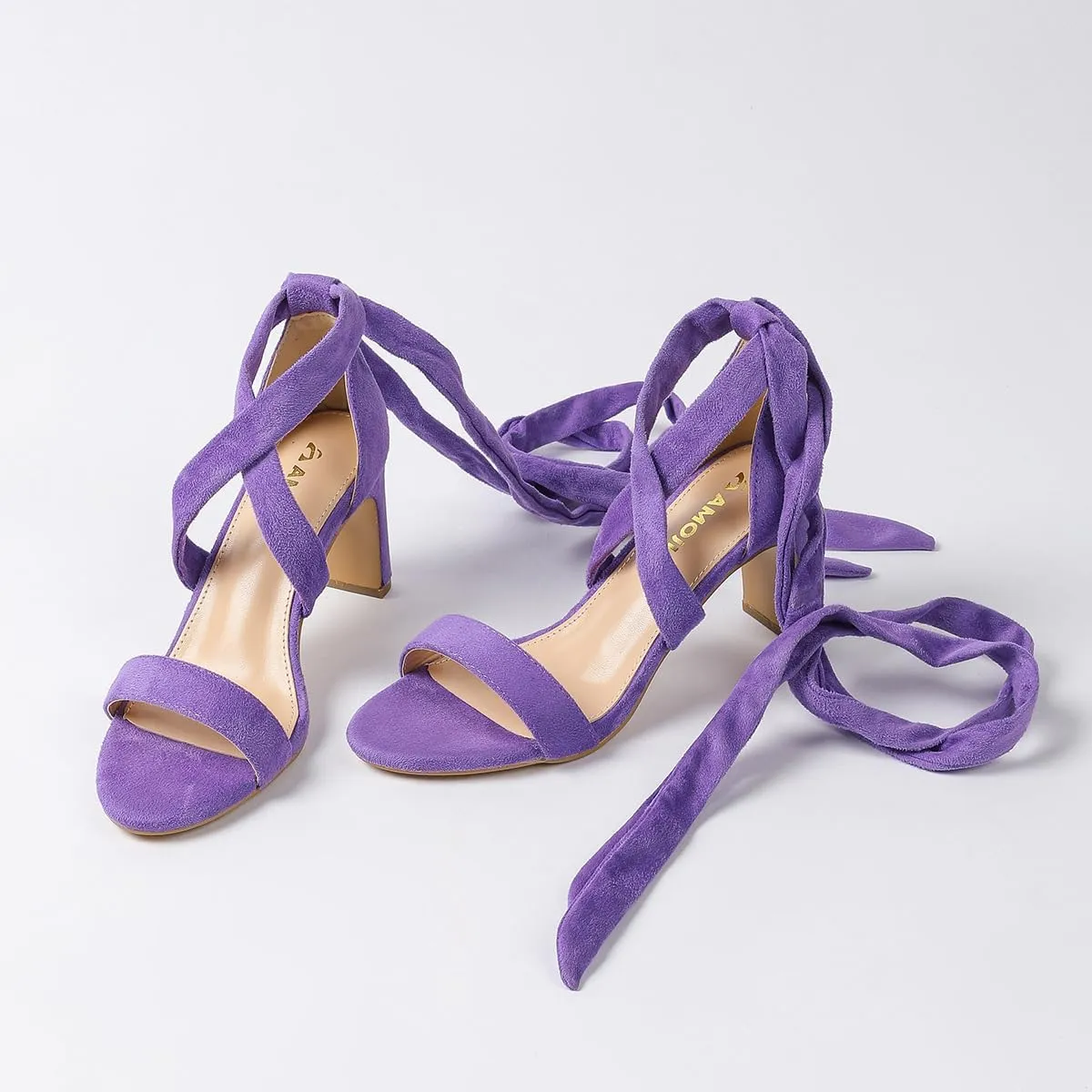 Amoji Women 3 Inch Strappy Heels Lady Heeled Sandal Strap Up Wedding Party Shoes 333