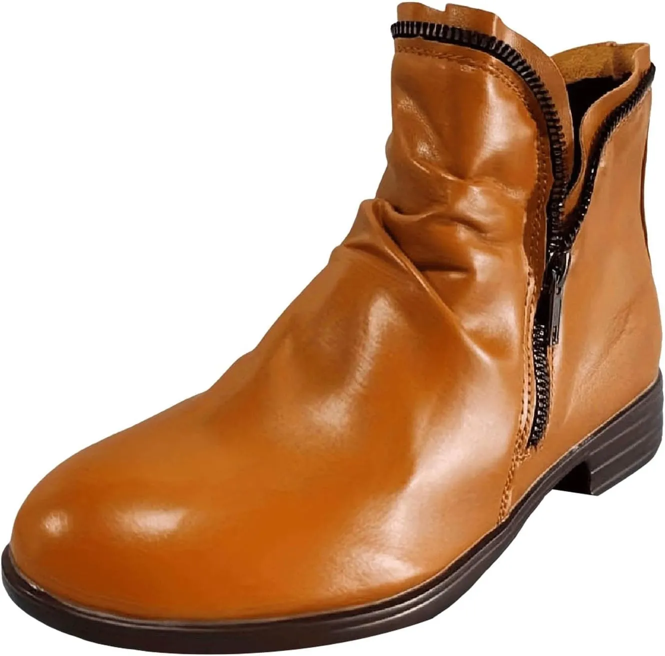 Ankle Boots for Women Dressy Ladies Ankle Boots Side Zipper Short Boots Casual Wide Width Leather Walking Shoes