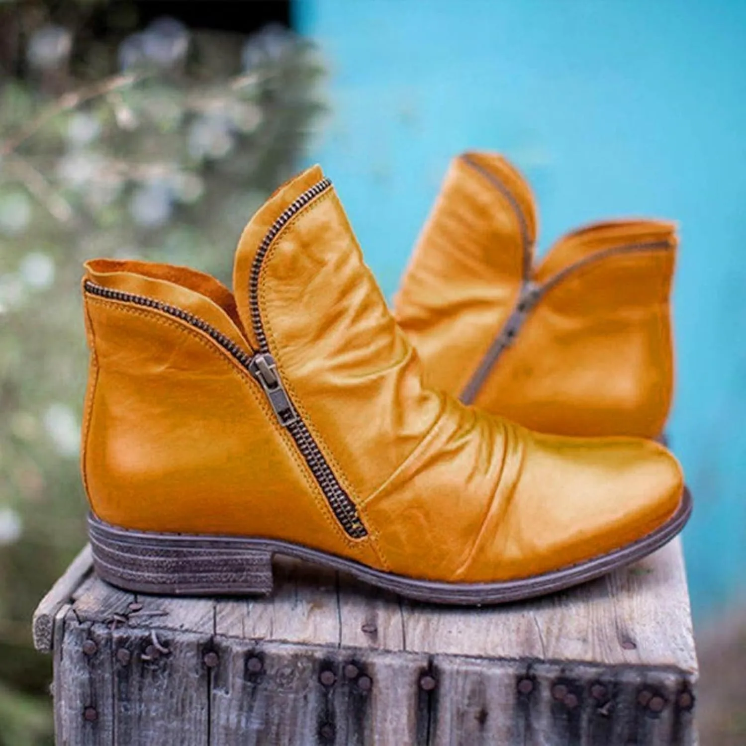 Ankle Boots for Women Dressy Ladies Ankle Boots Side Zipper Short Boots Casual Wide Width Leather Walking Shoes