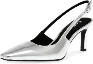 Anne Klein Womens Rosel Patent Square Toe Slingback Heels