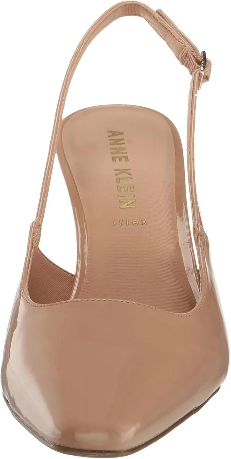 Anne Klein Womens Rosel Patent Square Toe Slingback Heels