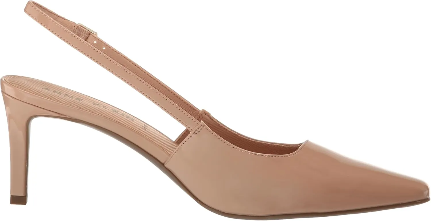 Anne Klein Womens Rosel Patent Square Toe Slingback Heels