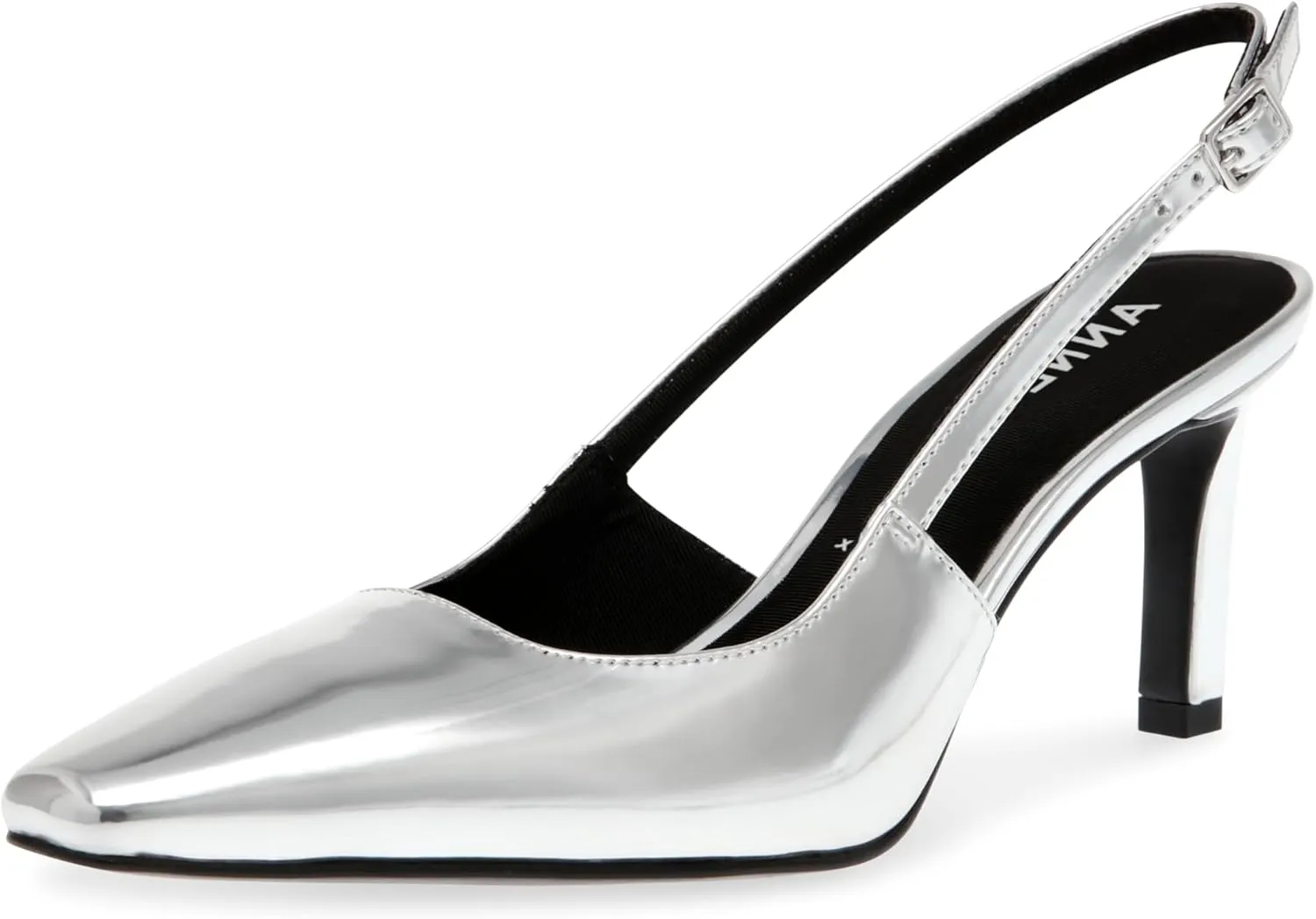 Anne Klein Womens Rosel Patent Square Toe Slingback Heels