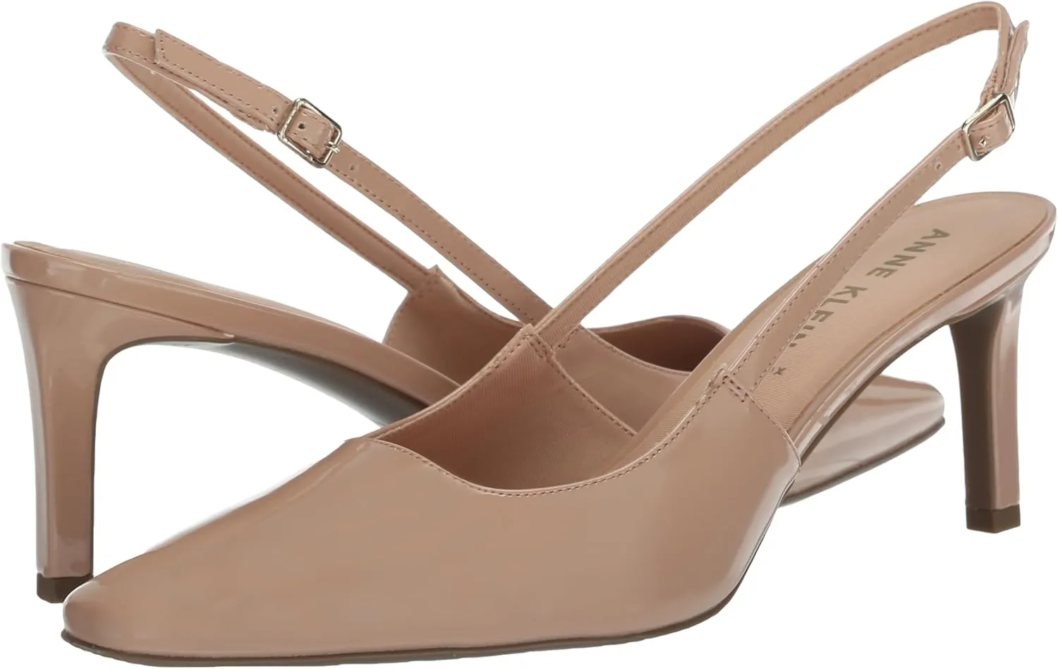 Anne Klein Womens Rosel Patent Square Toe Slingback Heels