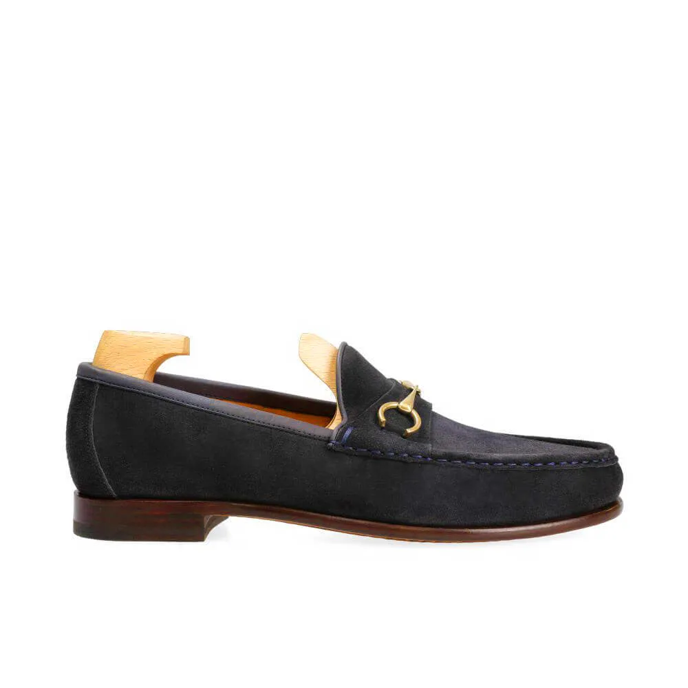 Arlo Navy Blue Suede Horsebit Loafer