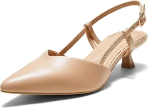 Arromic Women's Slingback Kitten Heels Closed Toe Pointed Toe Low Pump Dress Work Bridal Wedding Heel Shoes