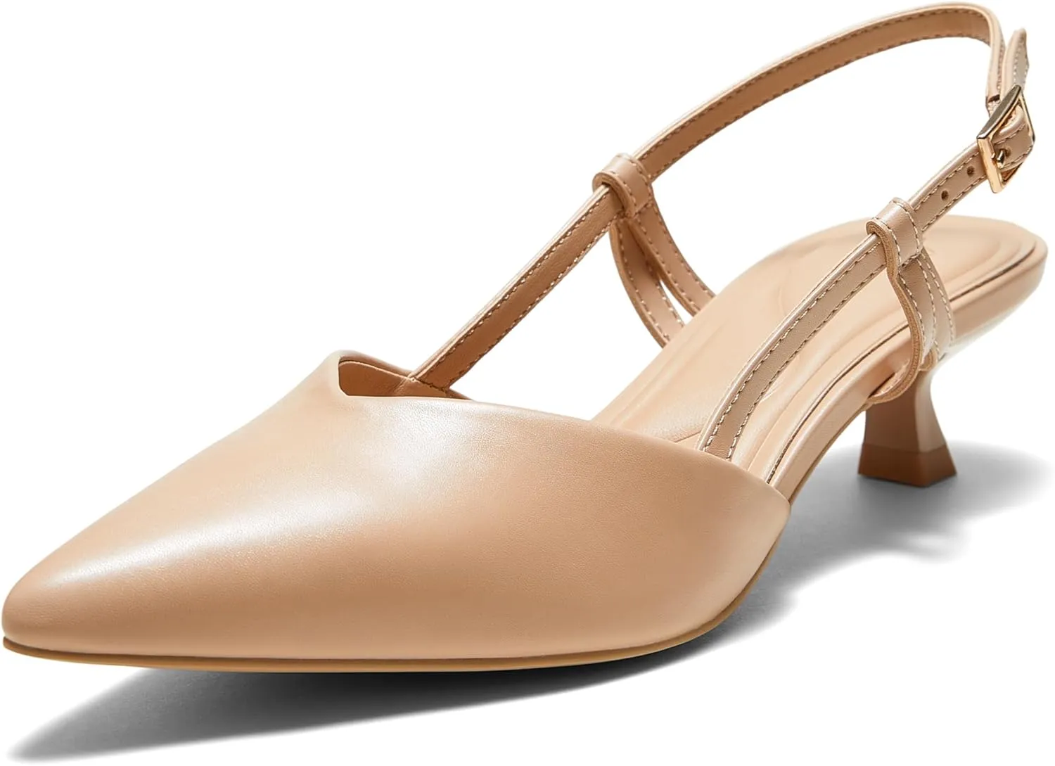 Arromic Women's Slingback Kitten Heels Closed Toe Pointed Toe Low Pump Dress Work Bridal Wedding Heel Shoes