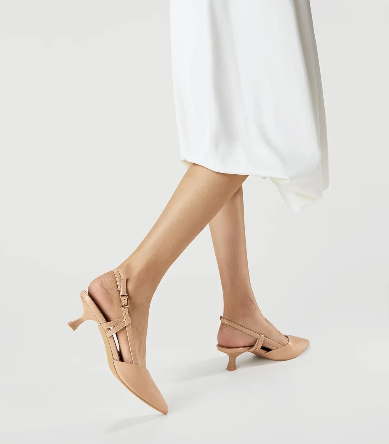 Arromic Women's Slingback Kitten Heels Closed Toe Pointed Toe Low Pump Dress Work Bridal Wedding Heel Shoes