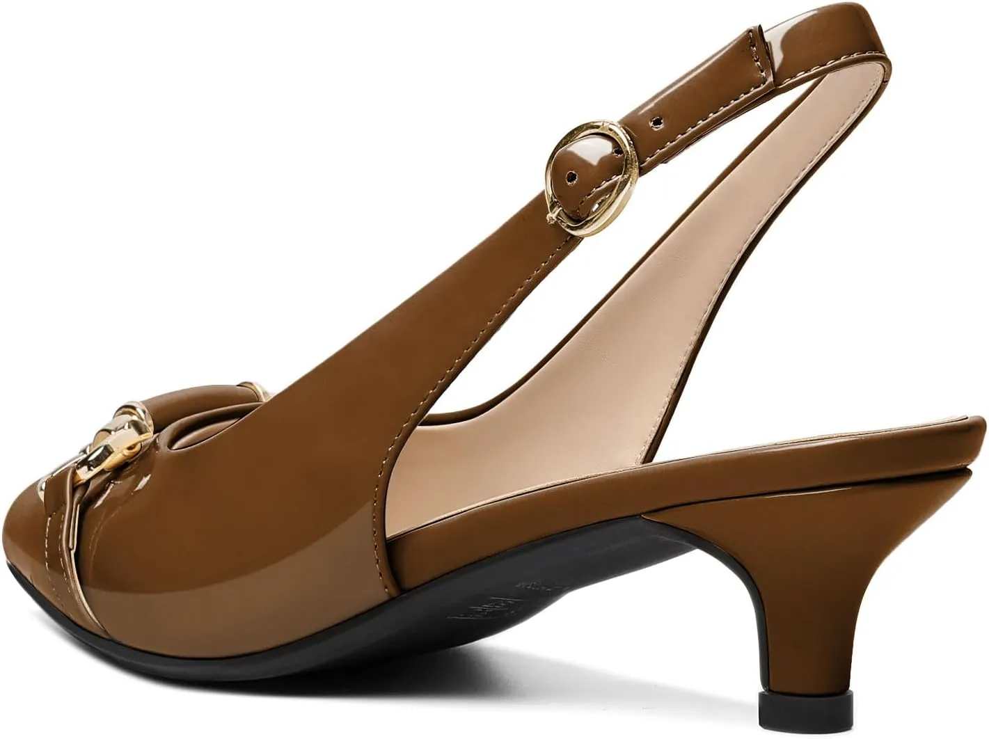 AUMOTED Women Kitten Slingback Low Heel Pumps Pointed Toe with Buckle Bow Ankle Strap Dress Shoes for Office Party Wedding 1.6 Inch
