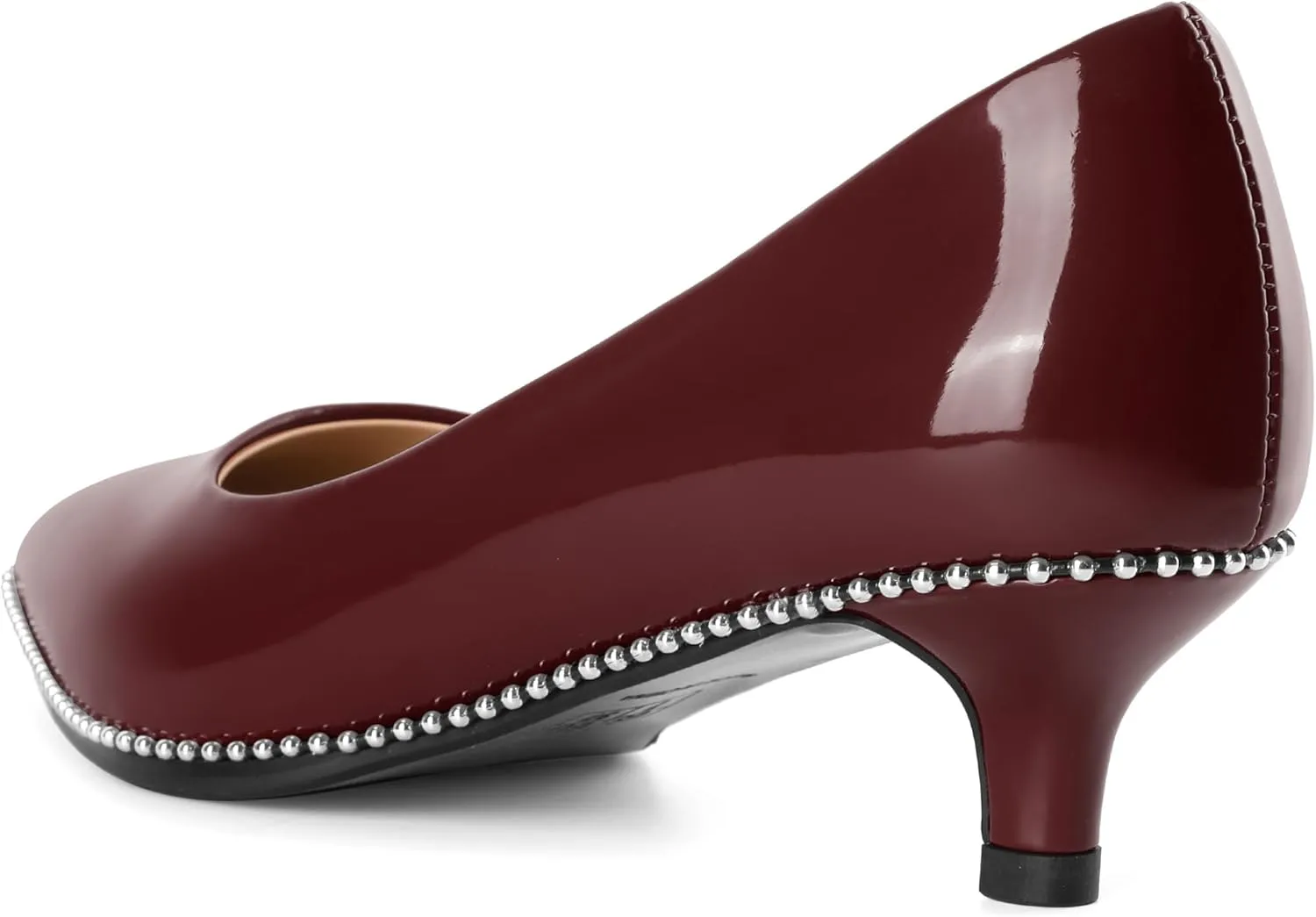AUMOTED Women's Kitten Heel Pumps Pointy Toe Low Heel Slip-on with Beaded Dress Shoes for Ladies Office Wedding Work Evening 4CM
