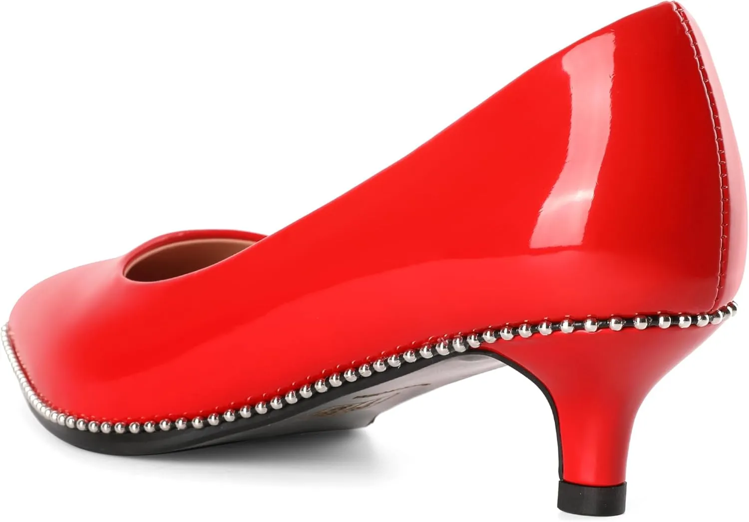 AUMOTED Women's Kitten Heel Pumps Pointy Toe Low Heel Slip-on with Beaded Dress Shoes for Ladies Office Wedding Work Evening 4CM