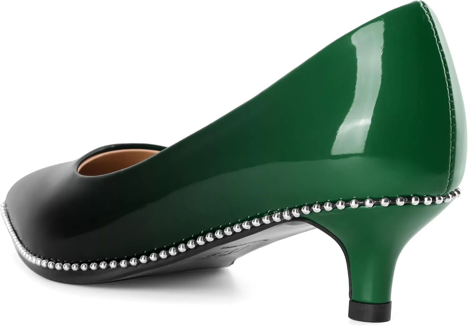 AUMOTED Women's Kitten Heel Pumps Pointy Toe Low Heel Slip-on with Beaded Dress Shoes for Ladies Office Wedding Work Evening 4CM