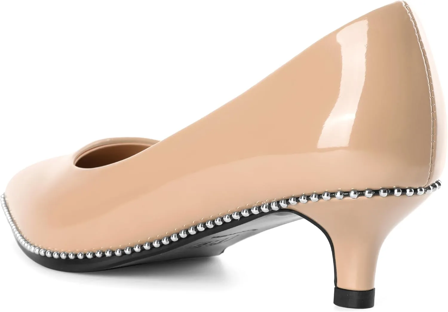 AUMOTED Women's Kitten Heel Pumps Pointy Toe Low Heel Slip-on with Beaded Dress Shoes for Ladies Office Wedding Work Evening 4CM