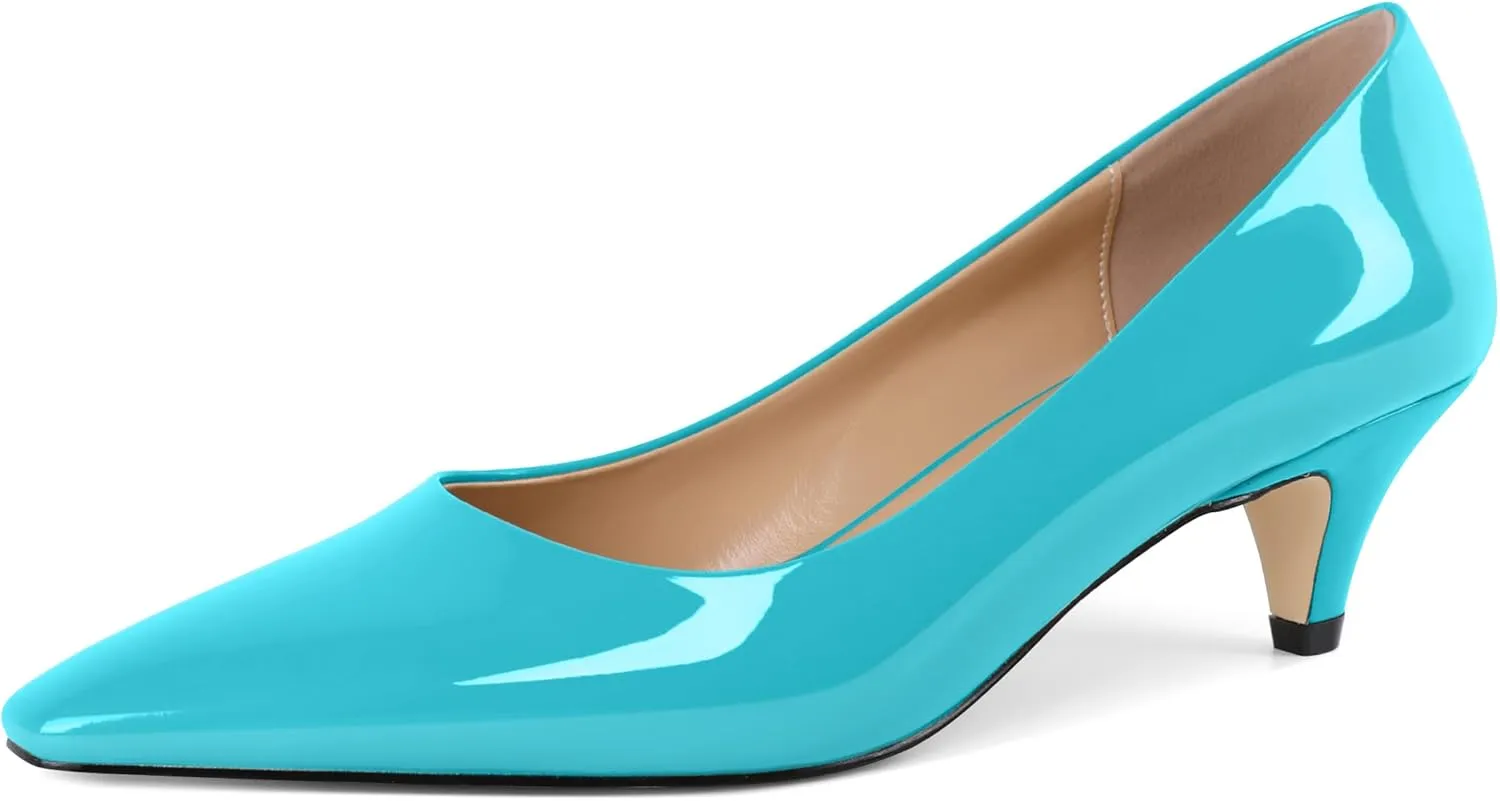 AUMOTED Women's Shoes Low Heels Square Toe Kitten Heel Daily Pumps 2 Inch Dressy Shoes