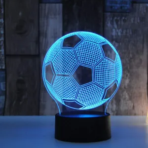 AZIMOM 3D Illusion Lamp Soccer Decor Night Light 7 Colors Changing Led Night Light for Kids Smart Touch Optical Illusion Bedside Lamps Bedroom Home Decoration Boys & Girls Women Birthday Gifts