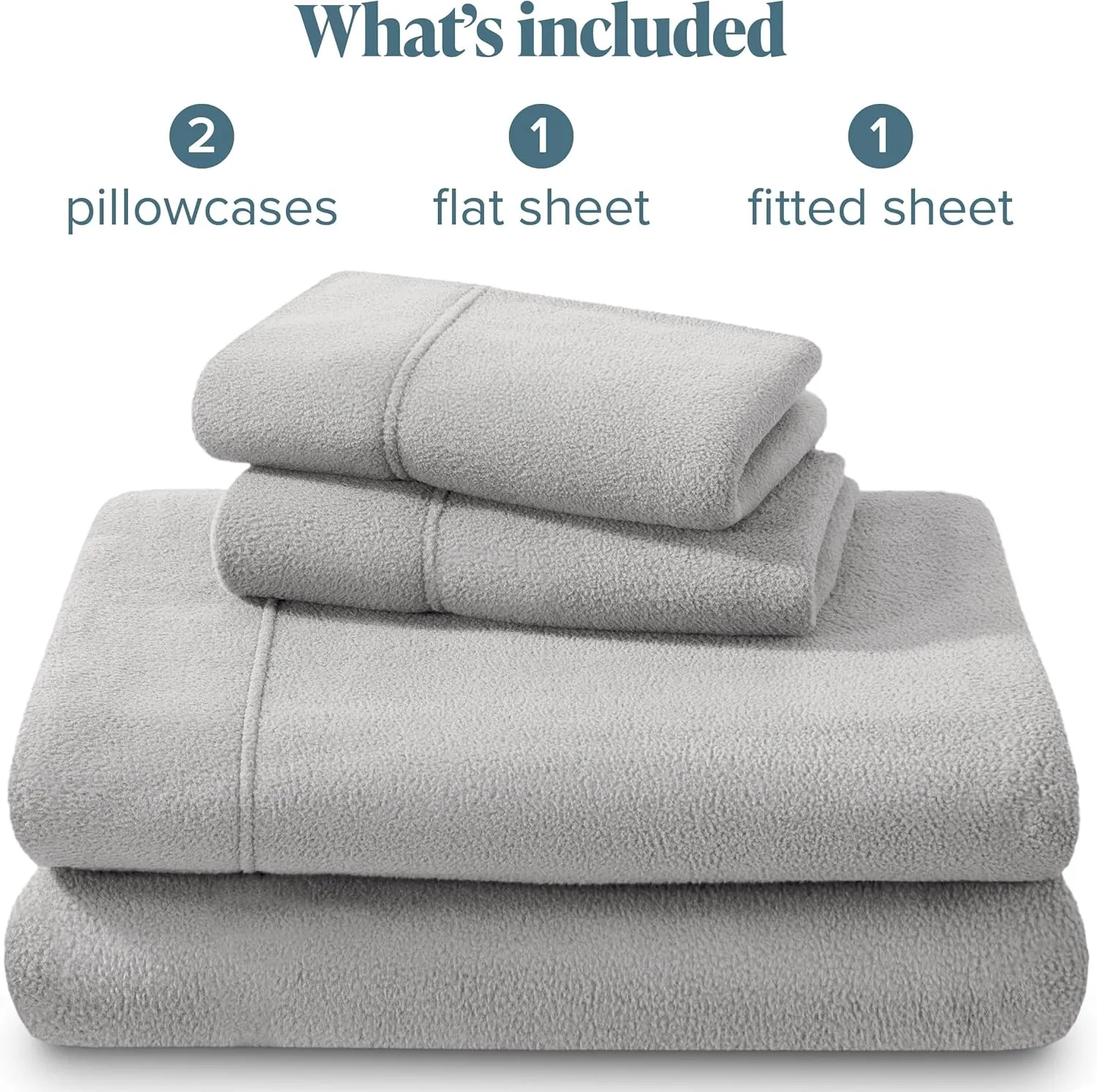 Bare Home Super Soft Fleece Sheet Set - King Size - Extra Plush Polar Fleece, No-Pilling Bed Sheets - All Season Cozy Warmth (King, Light Grey)