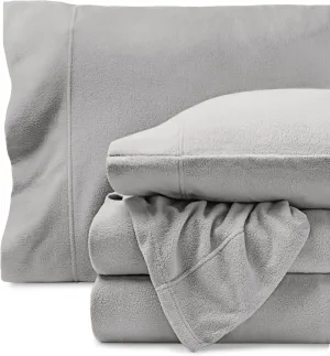 Bare Home Super Soft Fleece Sheet Set - King Size - Extra Plush Polar Fleece, No-Pilling Bed Sheets - All Season Cozy Warmth (King, Light Grey)