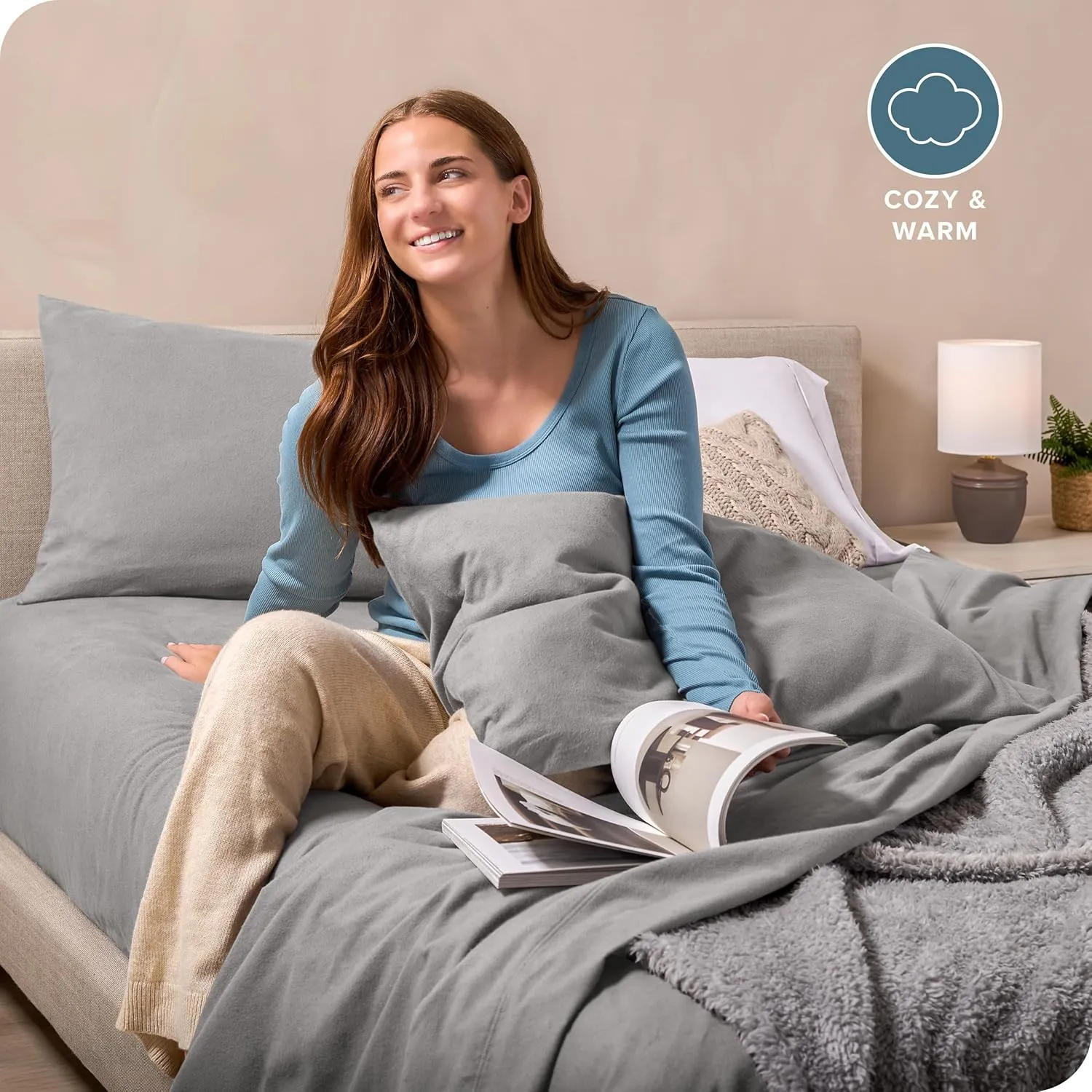 Bare Home Super Soft Fleece Sheet Set - King Size - Extra Plush Polar Fleece, No-Pilling Bed Sheets - All Season Cozy Warmth (King, Light Grey)