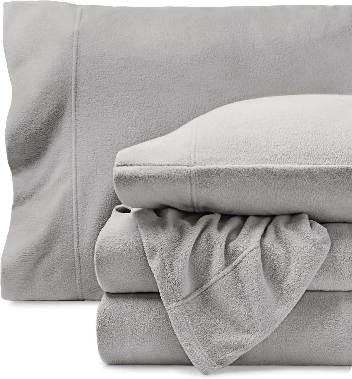 Bare Home Super Soft Fleece Sheet Set - King Size - Extra Plush Polar Fleece, No-Pilling Bed Sheets - All Season Cozy Warmth (King, Light Grey)
