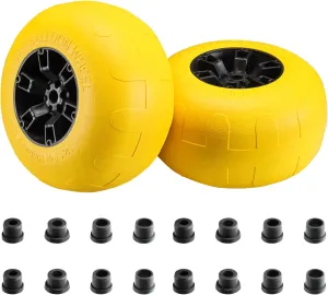 Beach Balloon Wheels, 13" Flat-Free Solid PU Beach Cart Tires Replacement Big Sand Wheels for Beach Buggy, Kayak Trolley, Canoe Cart, Rolling Walker, Garden Cart, Wheelchair & Buggy, 2-Pack