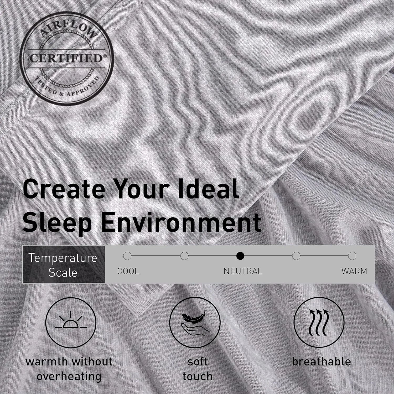 Bedgear Hyper-Wool Bed Sheet Set - Warm Without Overheating for a Dry Sleep Environment- Soft-Touch Fabric - Includes Fitted Sheet, Flat Sheet, and 2 Pillowcases - Split King/Split Cal King - Light Gray