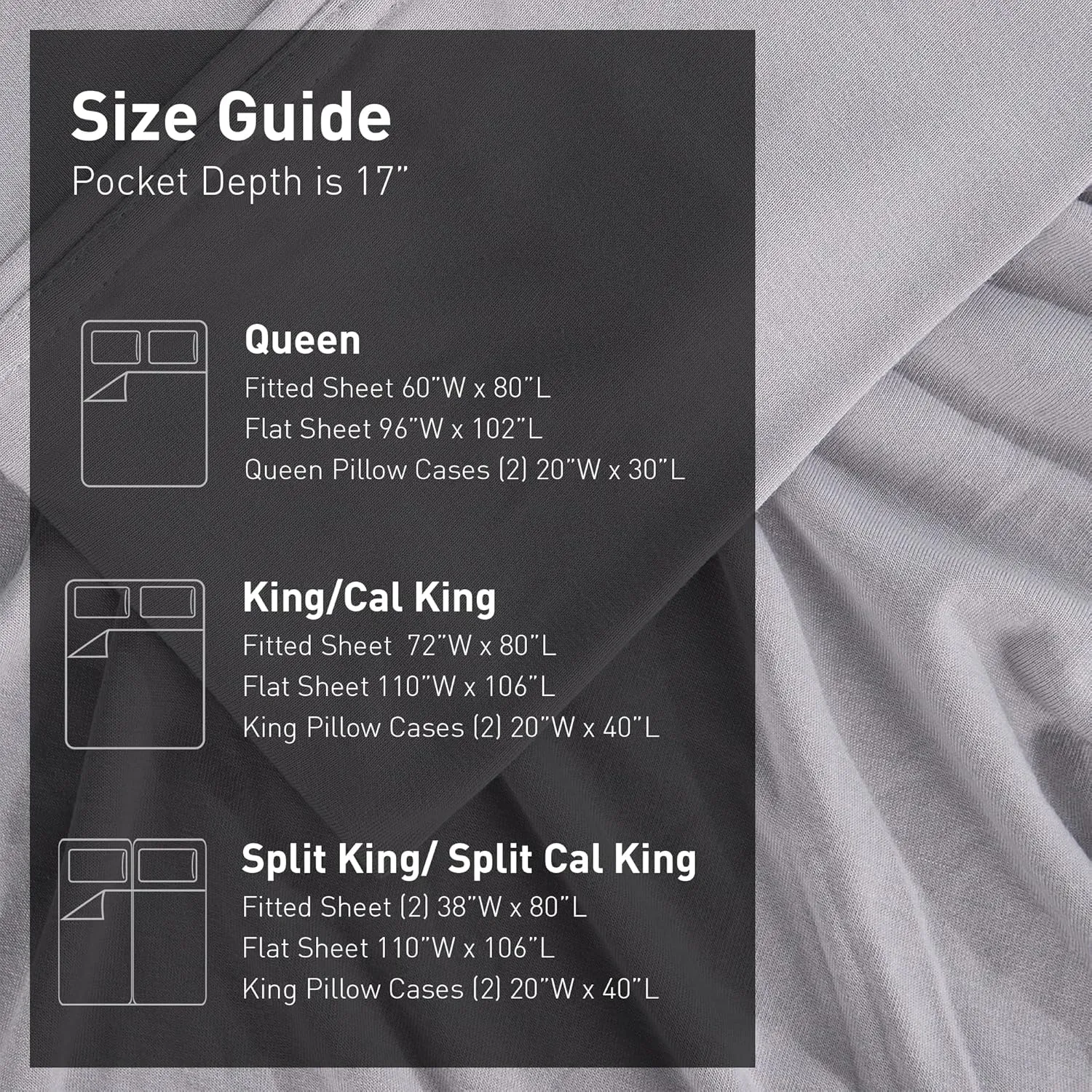 Bedgear Hyper-Wool Bed Sheet Set - Warm Without Overheating for a Dry Sleep Environment- Soft-Touch Fabric - Includes Fitted Sheet, Flat Sheet, and 2 Pillowcases - Split King/Split Cal King - Light Gray