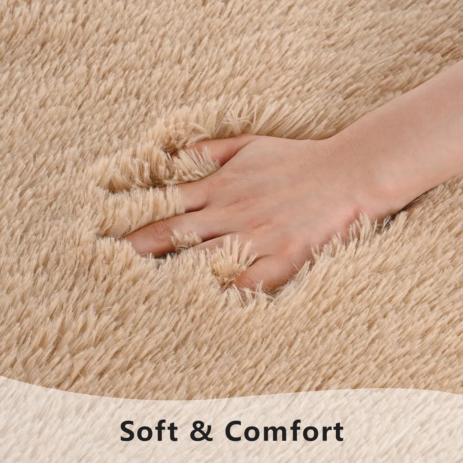 Beige Runner Area Rugs for Bedroom Living Room, 2x6 Feet Fluffy Bedside Rugs, Soft Shaggy Carpet Rug for Kids Room Nursery, Furry Rugs for Girls Boys Dorm Room Home Decor