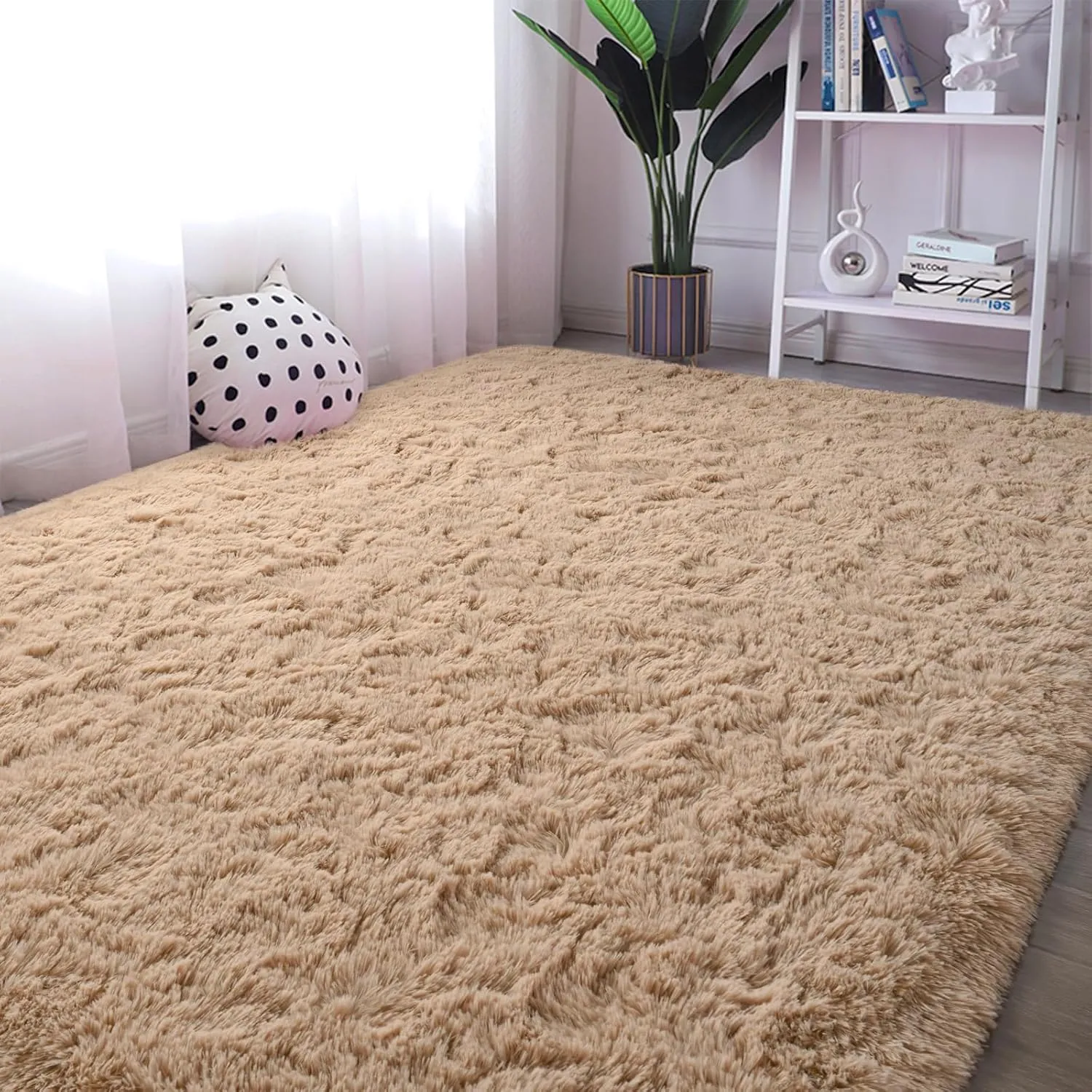 Beige Runner Area Rugs for Bedroom Living Room, 2x6 Feet Fluffy Bedside Rugs, Soft Shaggy Carpet Rug for Kids Room Nursery, Furry Rugs for Girls Boys Dorm Room Home Decor