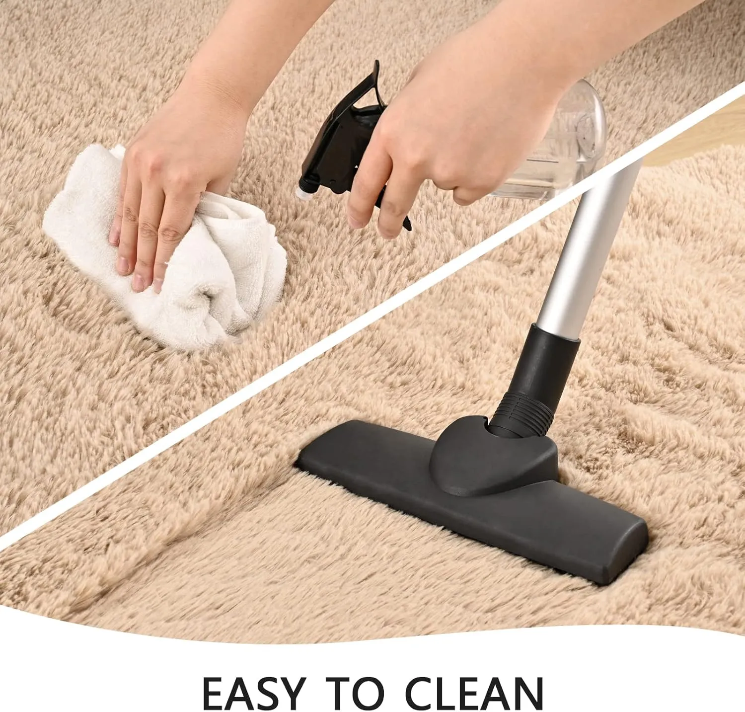 Beige Runner Area Rugs for Bedroom Living Room, 2x6 Feet Fluffy Bedside Rugs, Soft Shaggy Carpet Rug for Kids Room Nursery, Furry Rugs for Girls Boys Dorm Room Home Decor