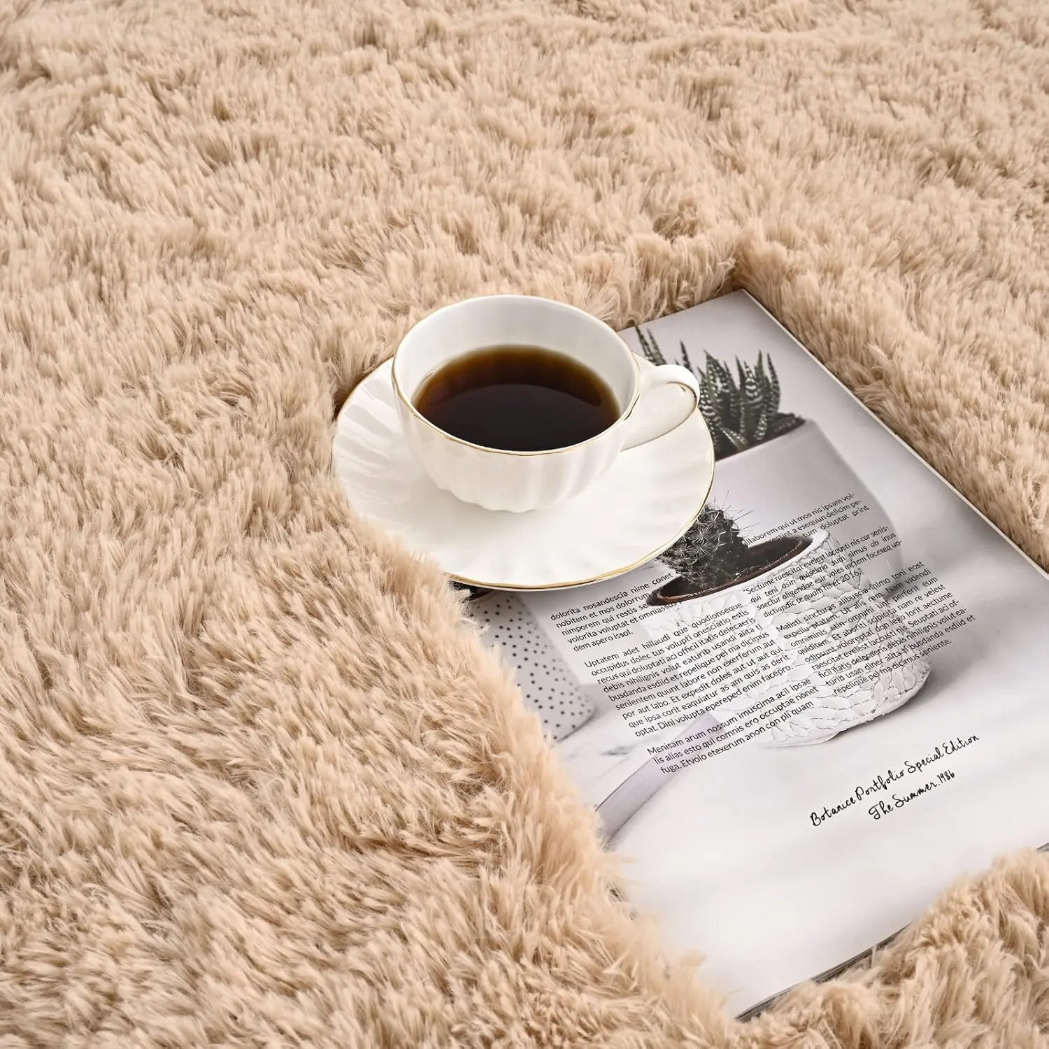 Beige Runner Area Rugs for Bedroom Living Room, 2x6 Feet Fluffy Bedside Rugs, Soft Shaggy Carpet Rug for Kids Room Nursery, Furry Rugs for Girls Boys Dorm Room Home Decor