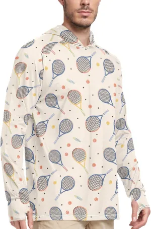 Beigennis Pattern Men's Sun Protection Hoodie Long Sleeve UPF 50   Mens Sun Shirt