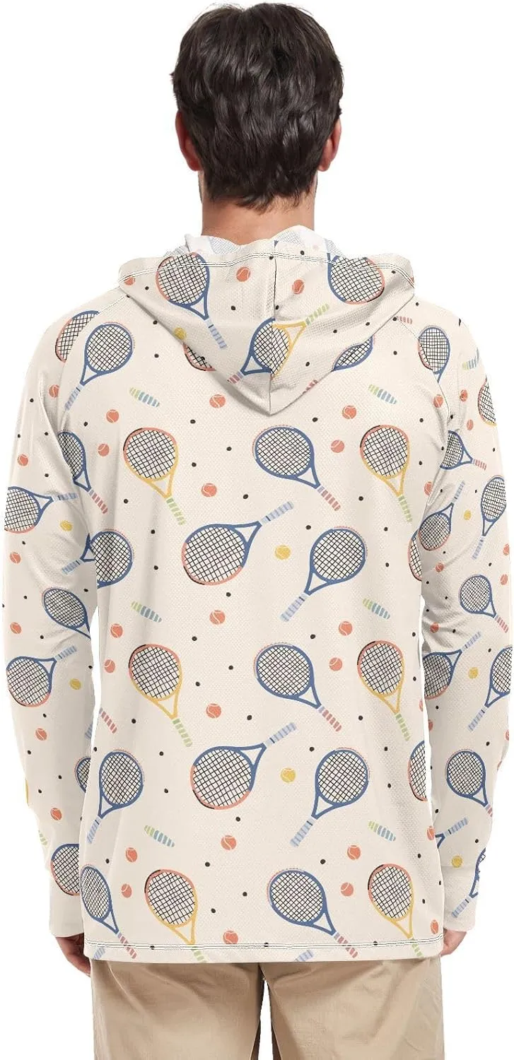 Beigennis Pattern Men's Sun Protection Hoodie Long Sleeve UPF 50   Mens Sun Shirt