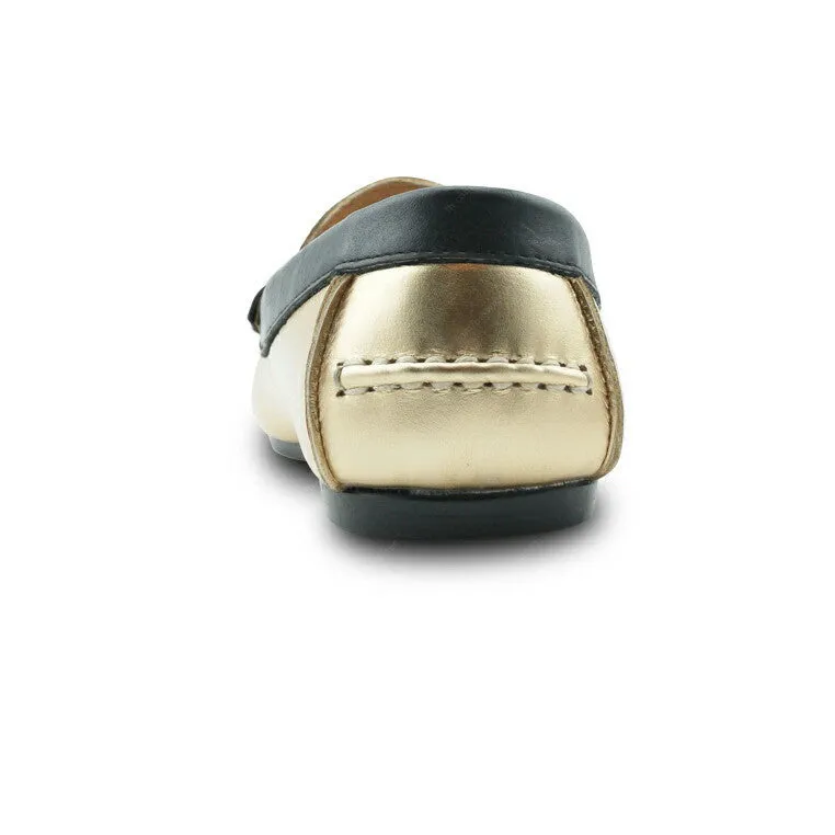 Bicolor Leather Loafer Gold and Black