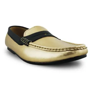 Bicolor Leather Loafer Gold and Black