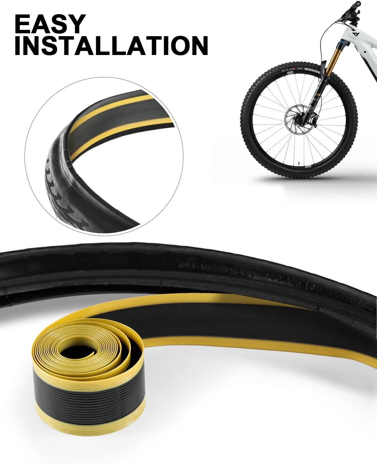 Bike Tire Liner, Inner Tube Bicycle Flat Protector Compatible with 12" 16" 18" 20" 24" 26" 27.5" 29"