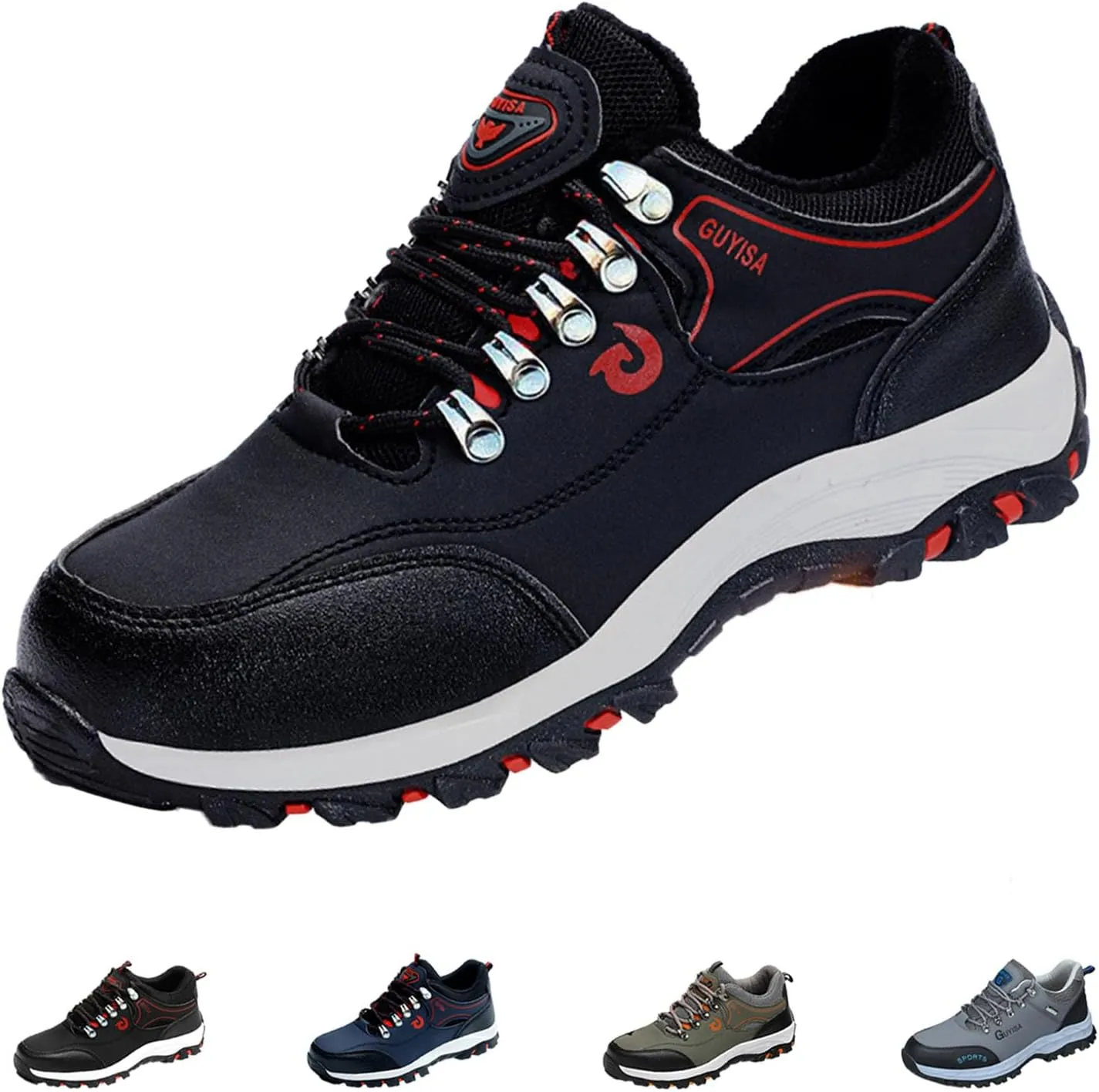 BlackeEight Men's Steel-Toe Safety Work Shoes,Arch Support Non-Slip Resistant Puncture Proof Industrial & Construction Sneakers