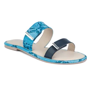 Blue Snake Print Slip-On Flat
