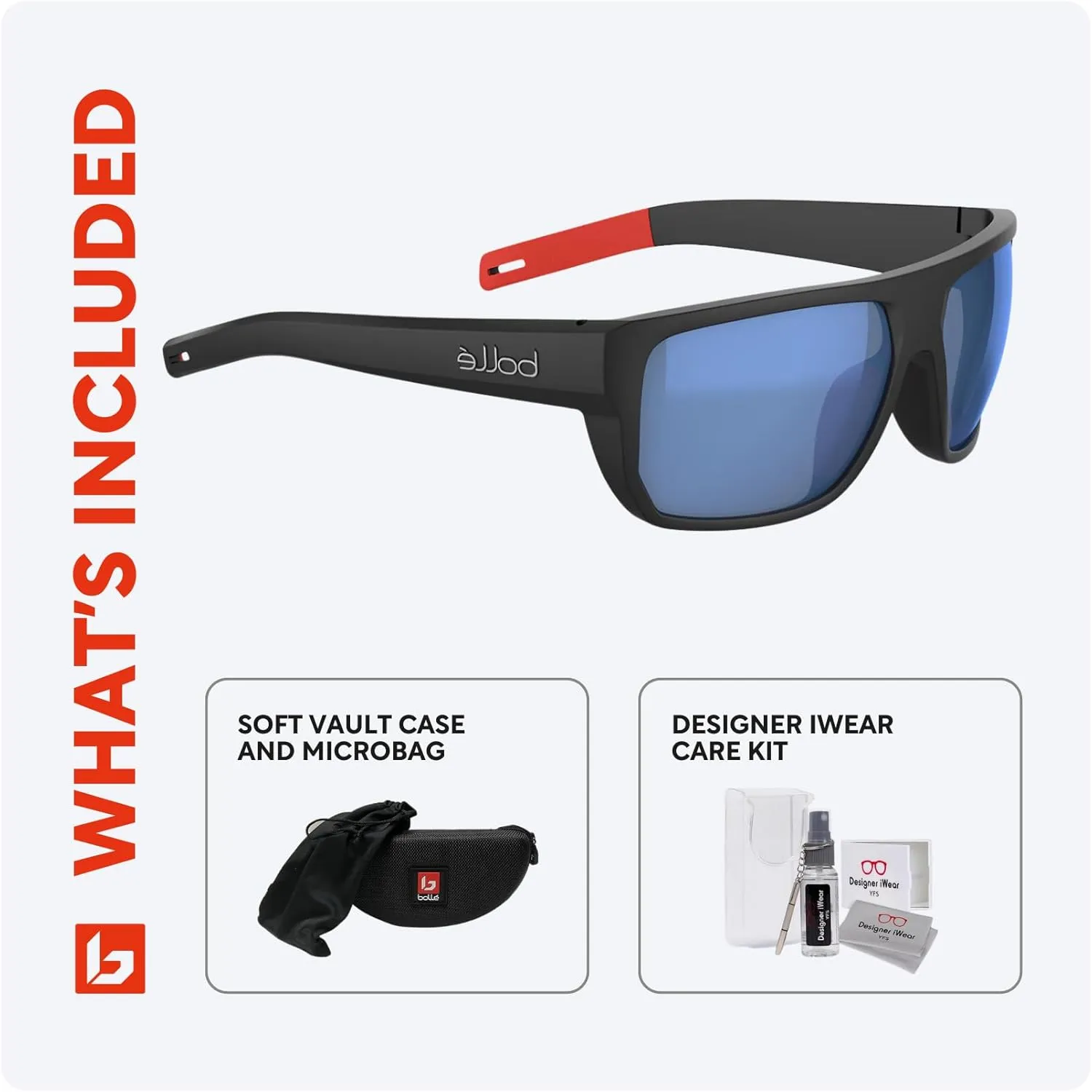 Bolle Vulture 62MM Flat Top Sunglasses for Men   BUNDLE With Designer iWear Complimentary Eyewear Kit
