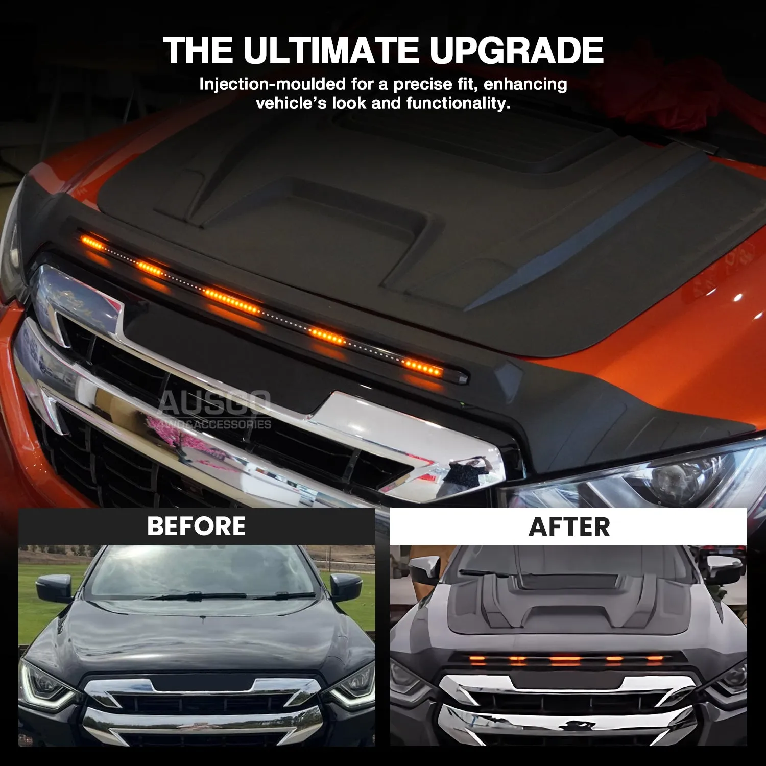 Bonnet Protector with LED Light for ISUZU MUX MU-X 2021-Onwards
