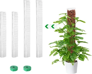 Bonviee 2 Pcs 15 Inch   2 Pcs 24 Inch Plastic Moss Poles for Monstera – D-Shaped Plant Support for Climbing Vines, Compatible with Sphagnum Moss, Includes 2 Garden Ties