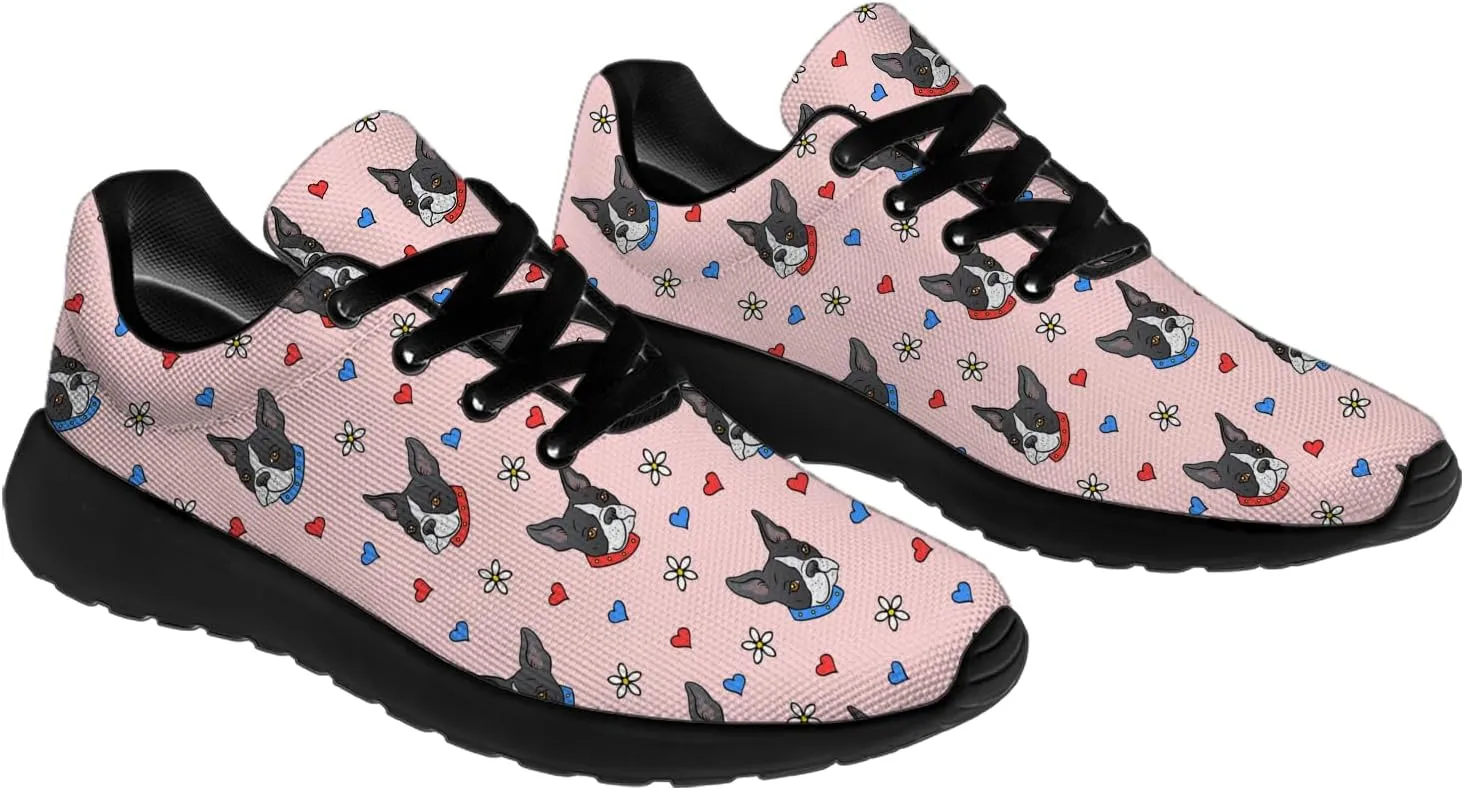 Boston Terrier Print Running Shoes for Women Men Tennis Walking 3D Print Sneakers Gifts for Mom Dad