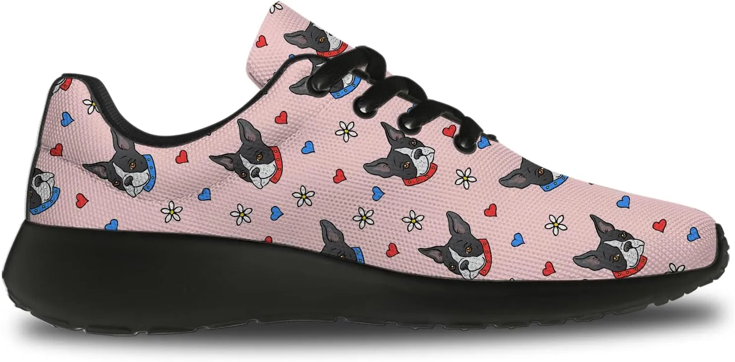 Boston Terrier Print Running Shoes for Women Men Tennis Walking 3D Print Sneakers Gifts for Mom Dad